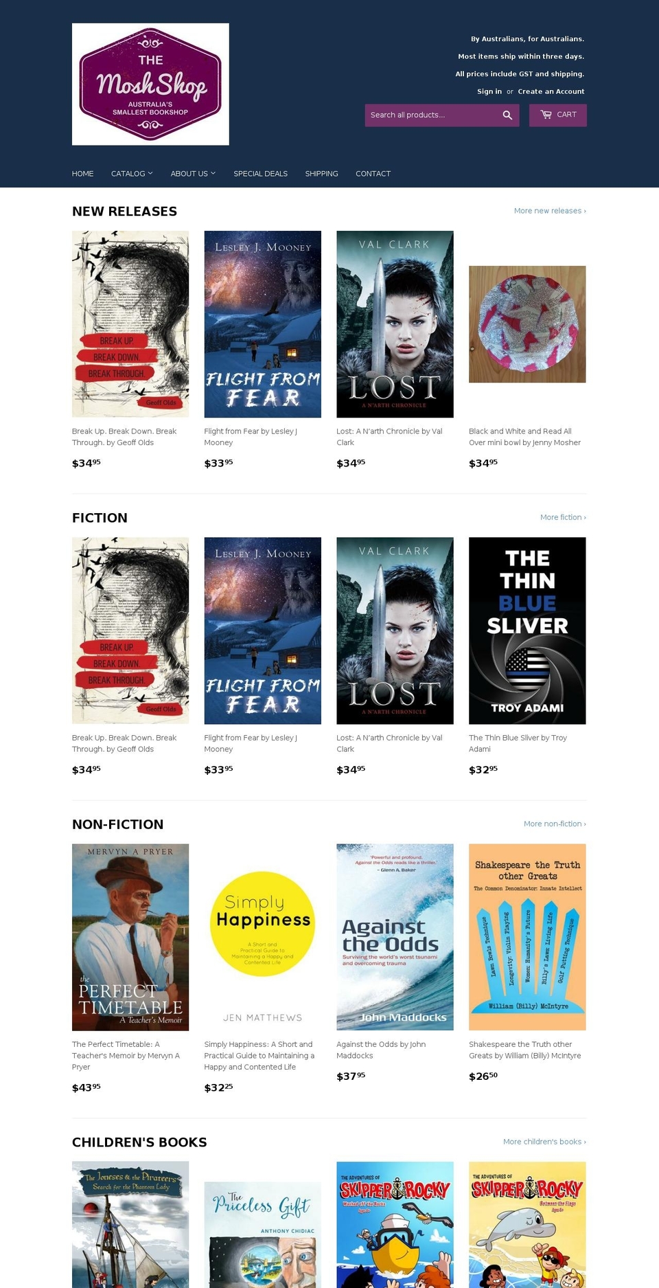 themoshshop.com.au shopify website screenshot