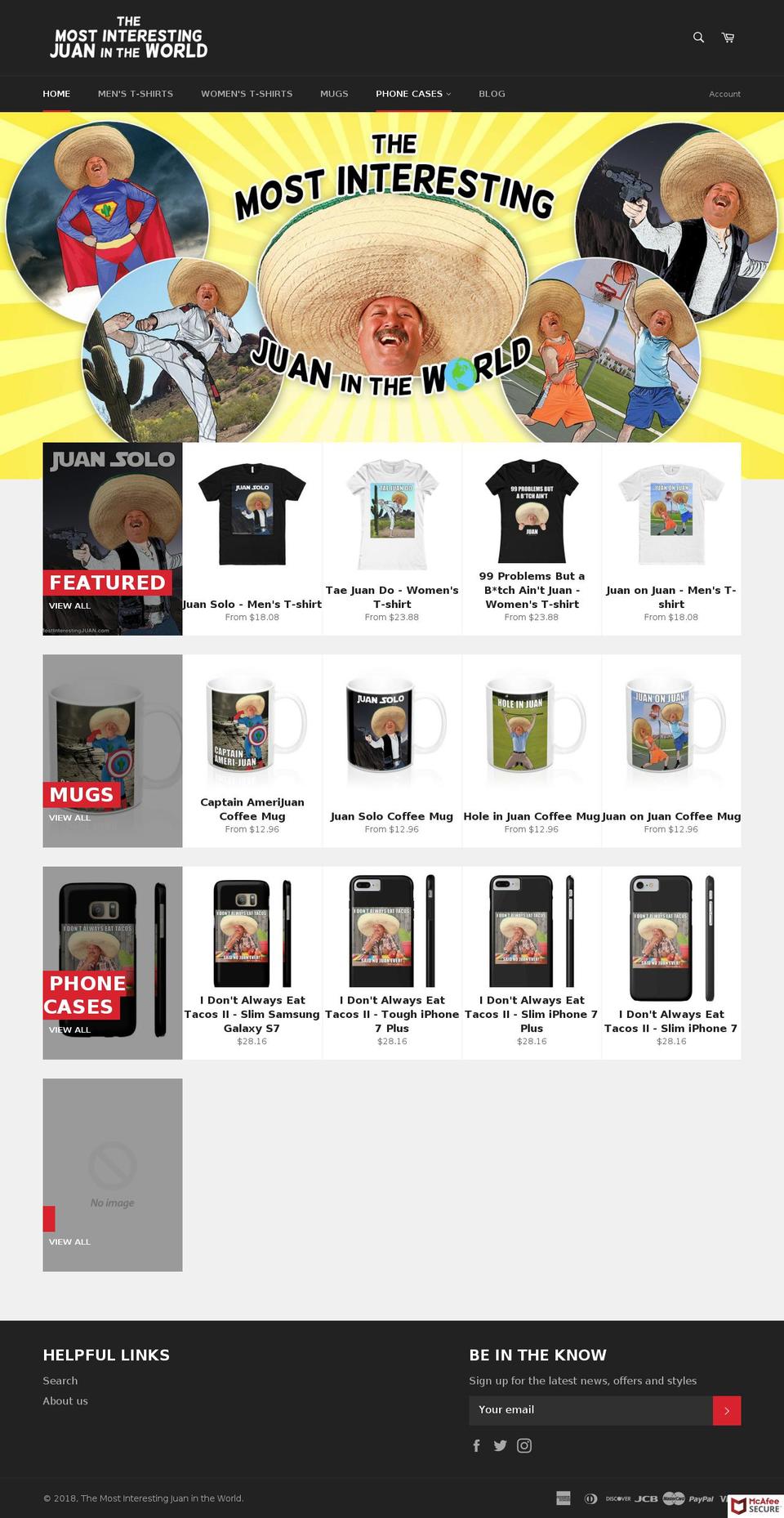 themostinterestingjuanintheworld.com shopify website screenshot