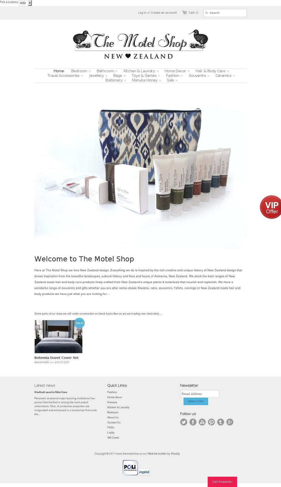 themotelshop.co.nz shopify website screenshot