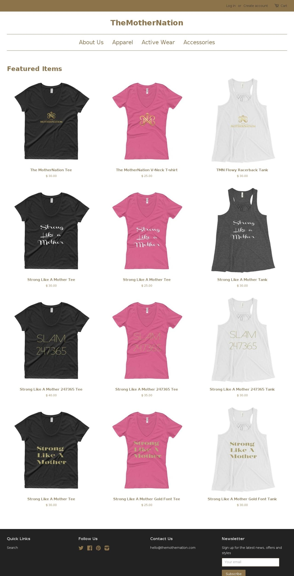 themothernation.com shopify website screenshot