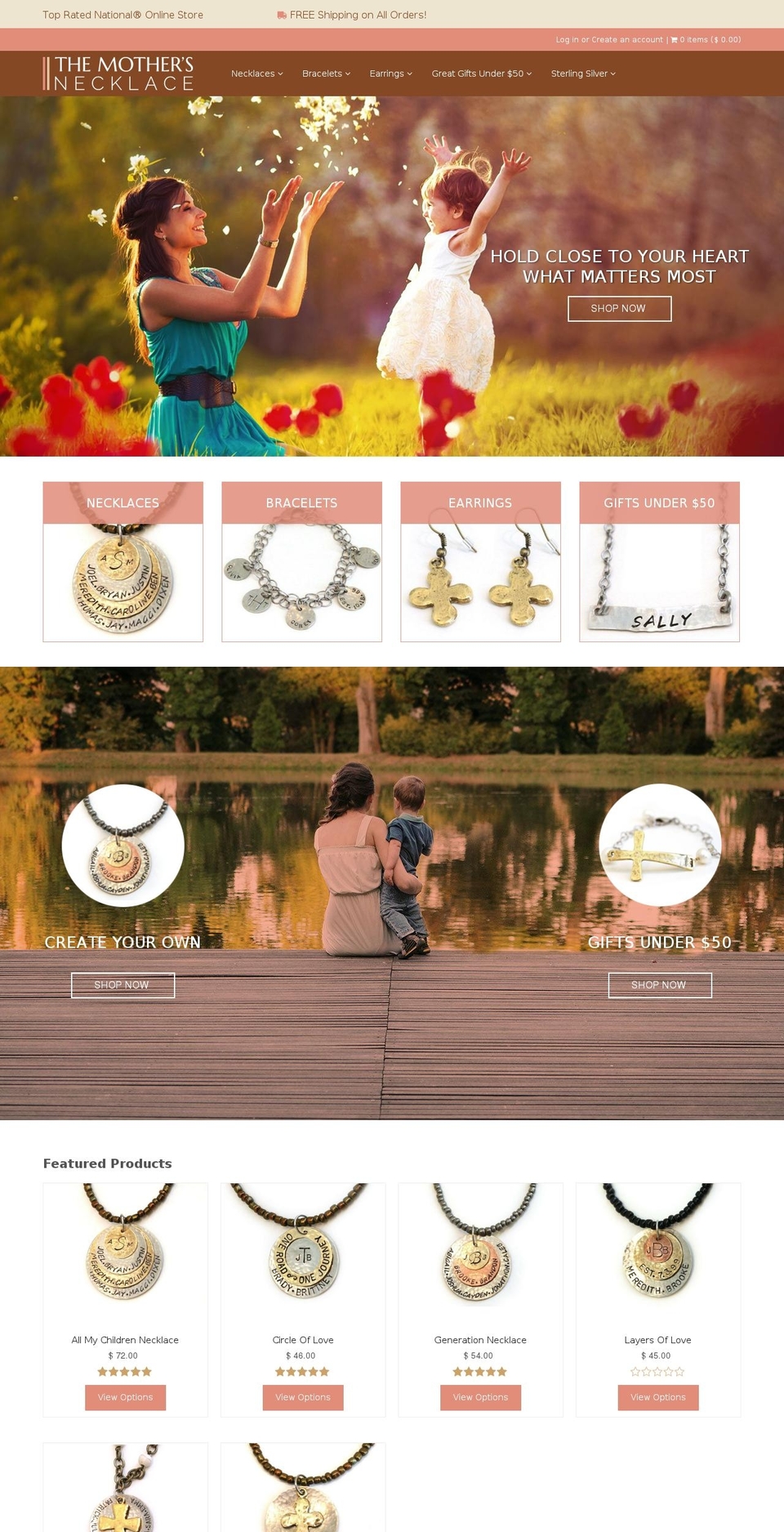 themothersnecklace.com — Shopify storefront screenshot