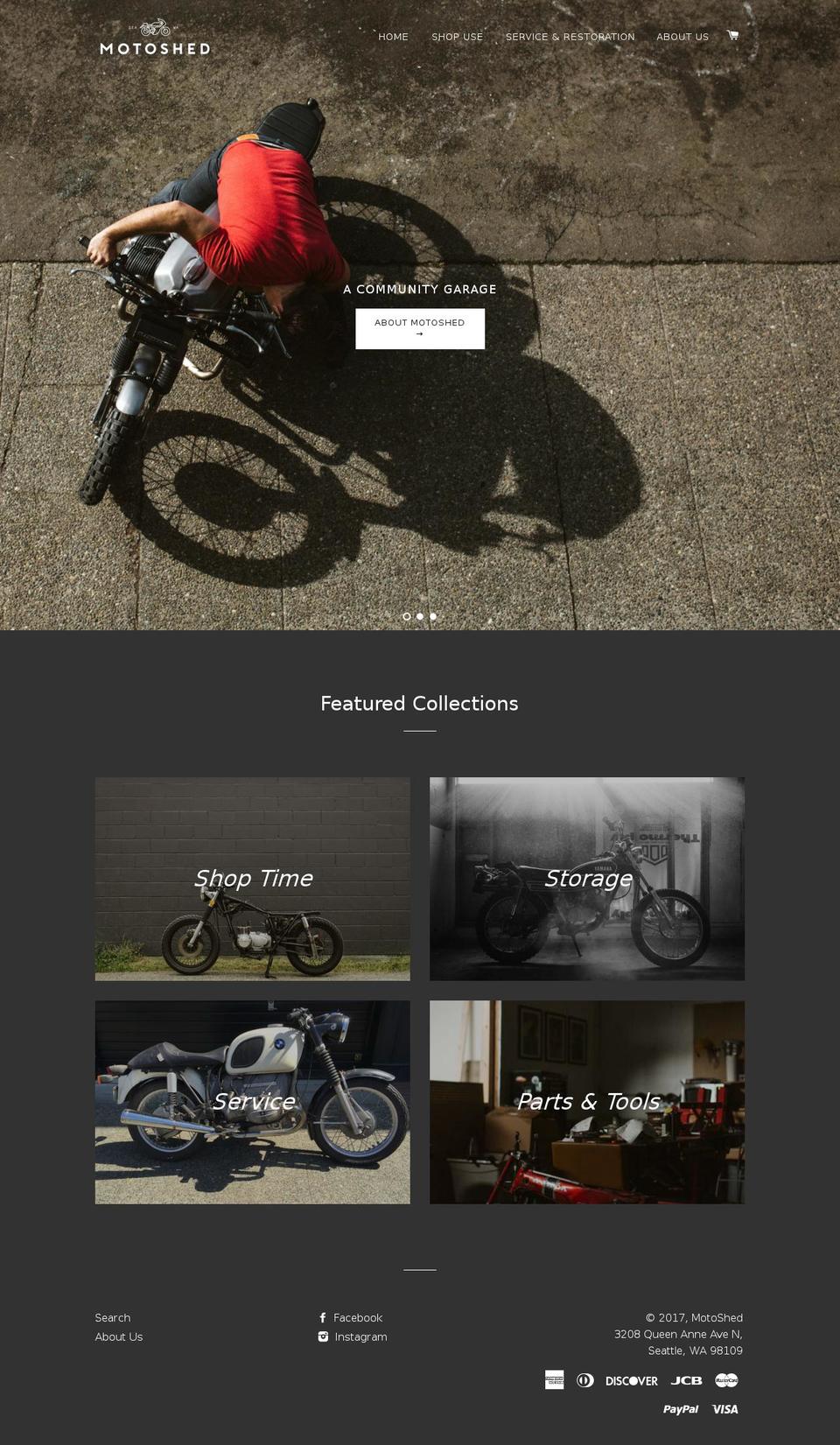themotoshed.com shopify website screenshot