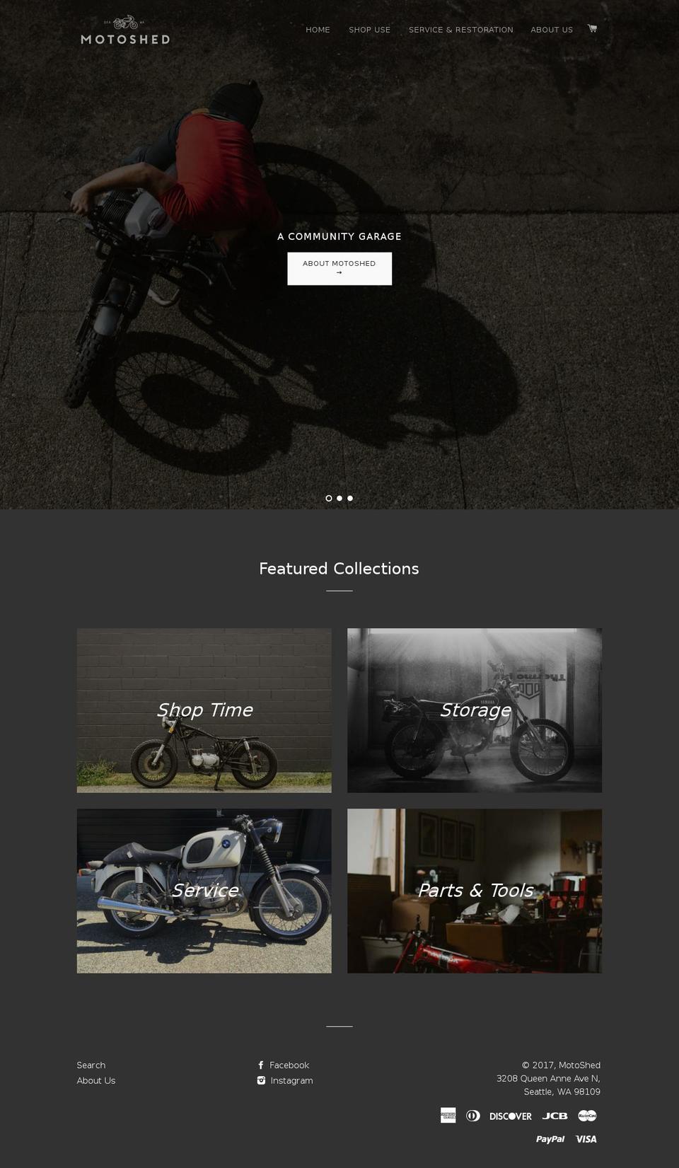 themotoshed.info shopify website screenshot