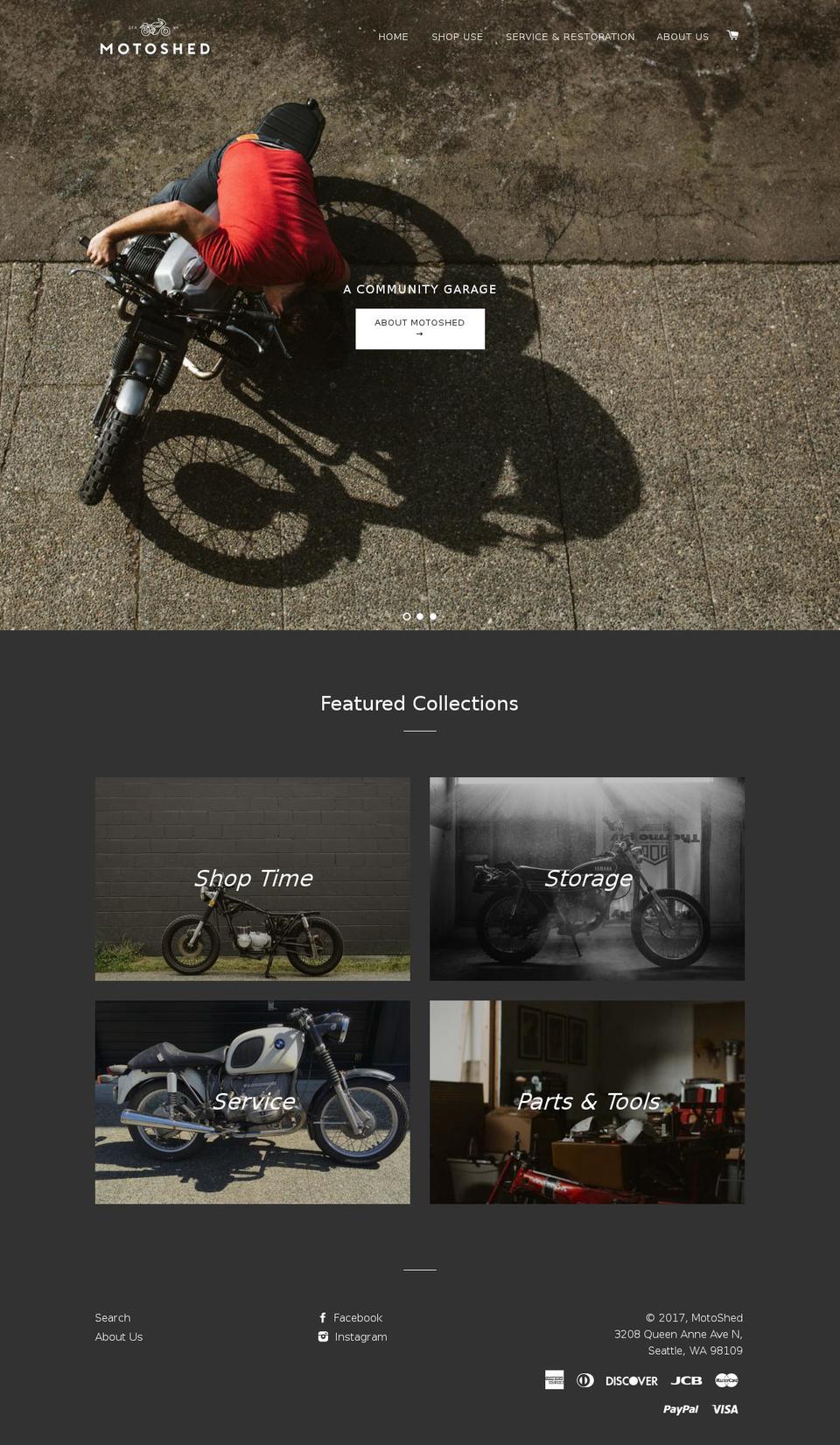 themotoshed.net shopify website screenshot