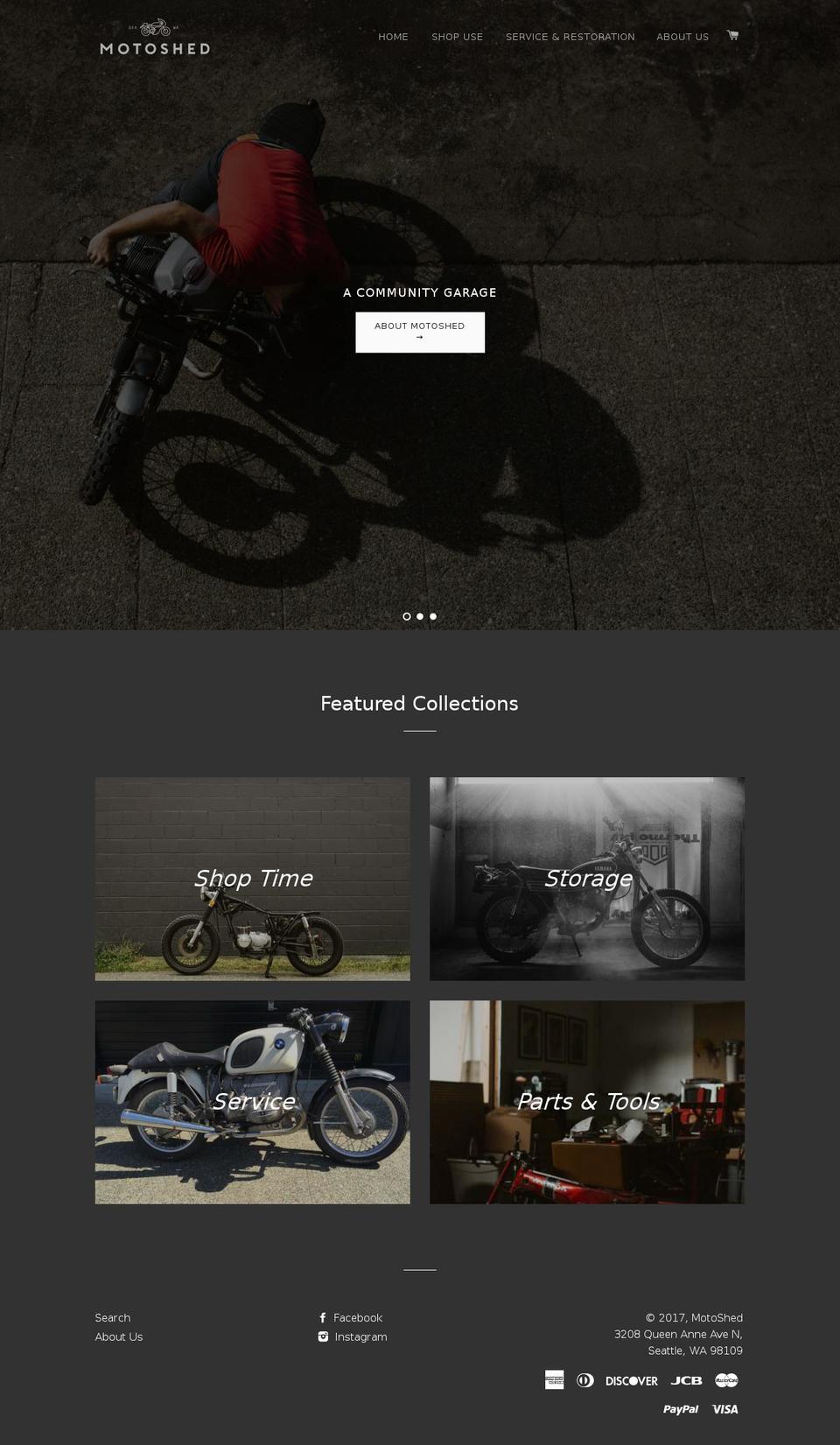 themotoshed.org shopify website screenshot