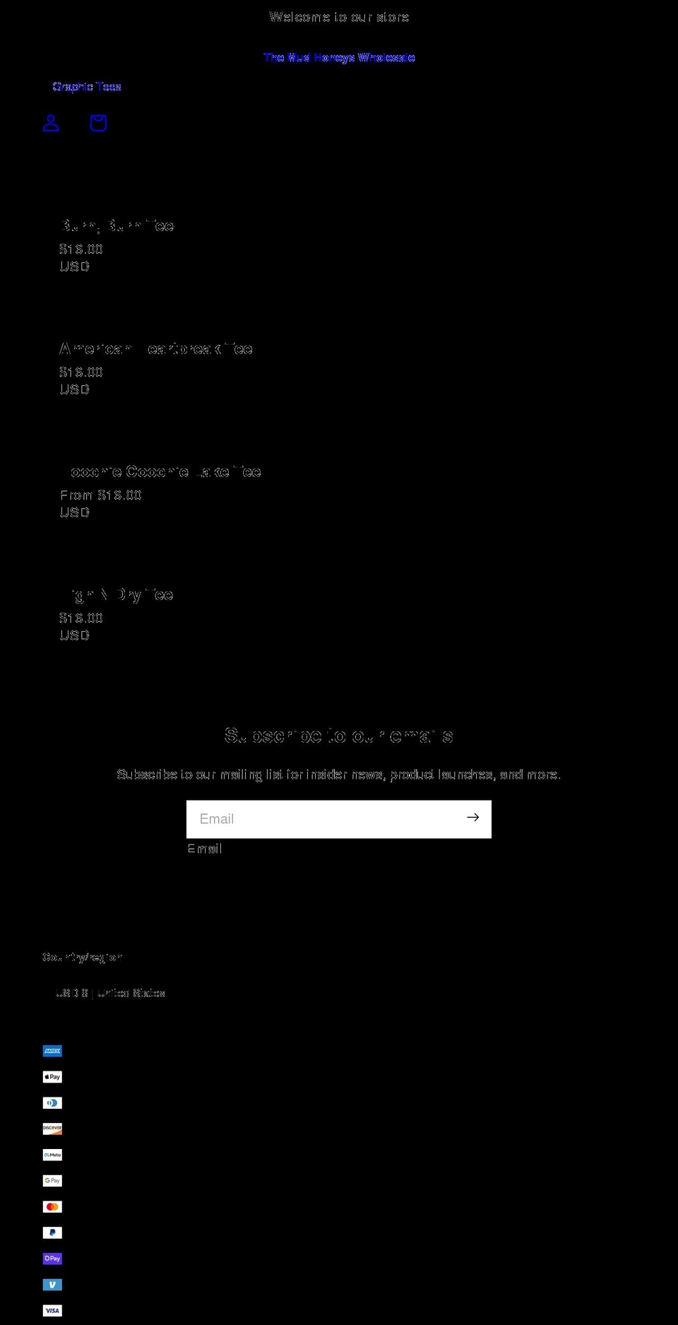 themudhoneyswholesale.com shopify website screenshot