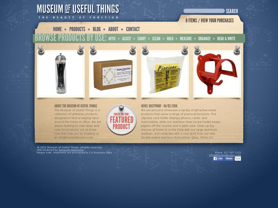 main Shopify theme site example themuseumofusefulthings.com
