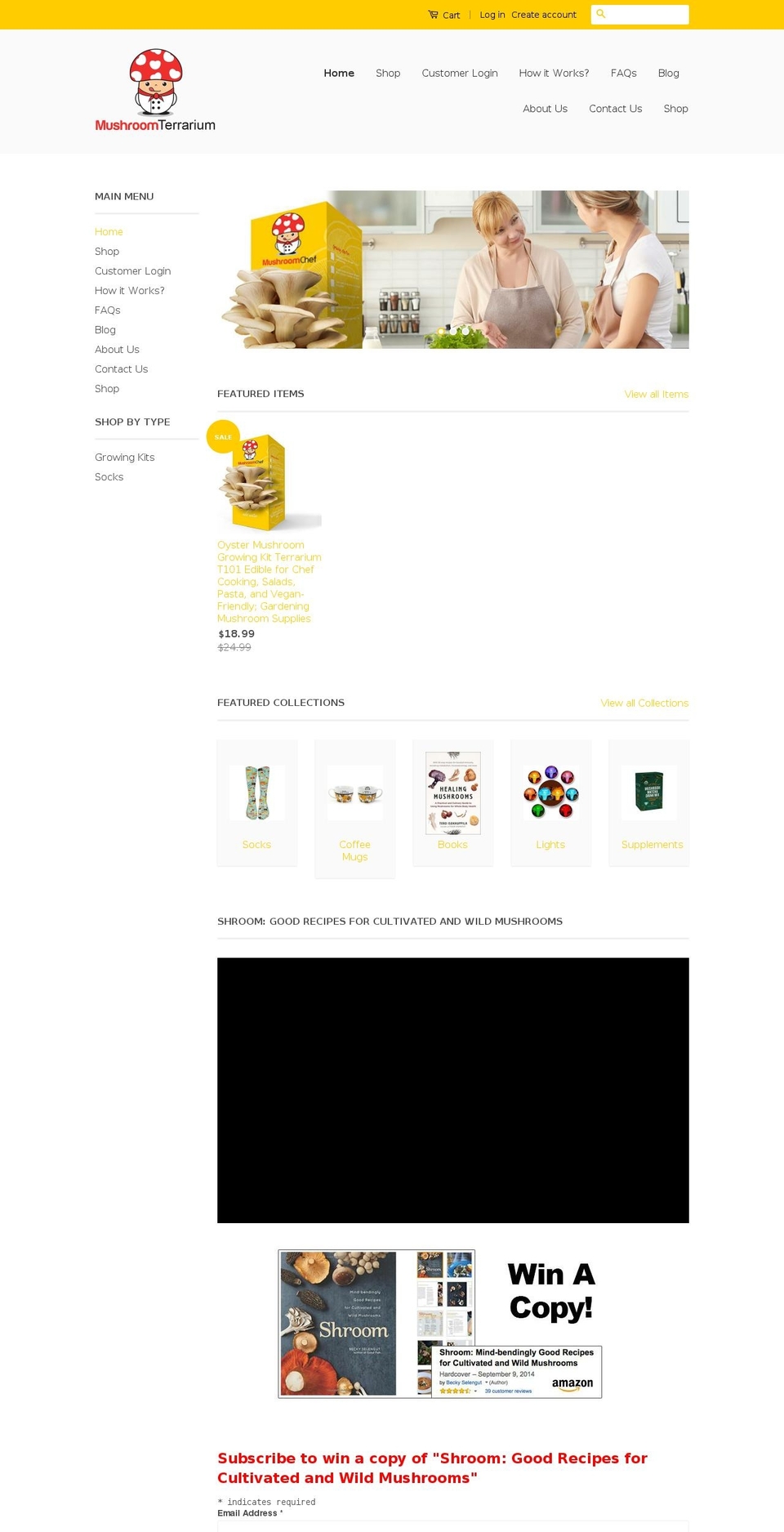 themushroomterrarium.com — Shopify storefront screenshot