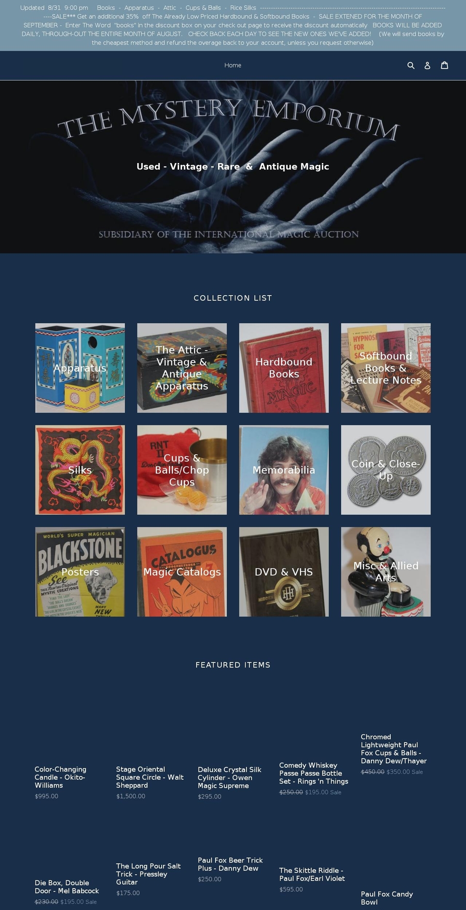 themysteryemporium.com — Shopify storefront screenshot