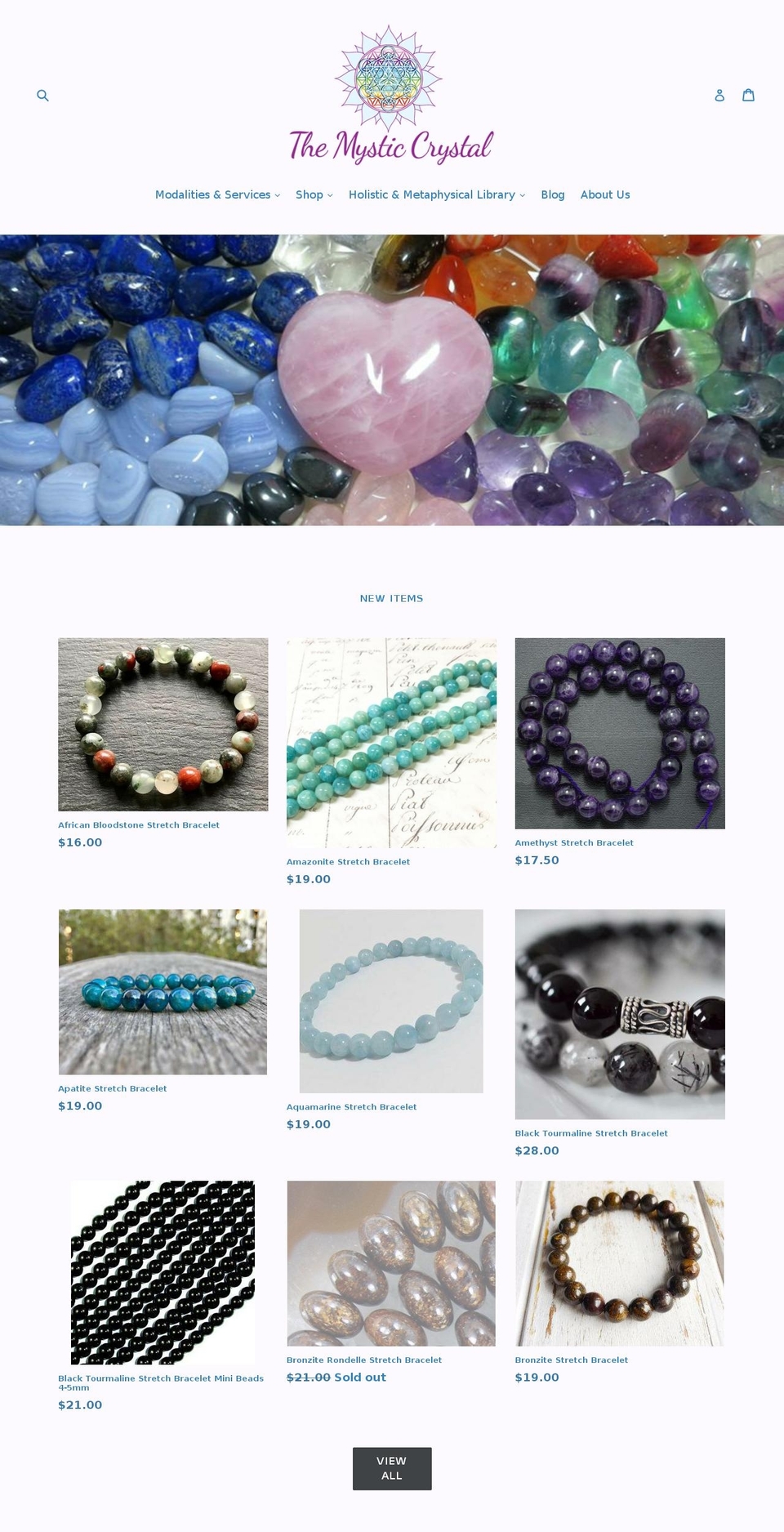 themysticcrystal.com — Shopify storefront screenshot