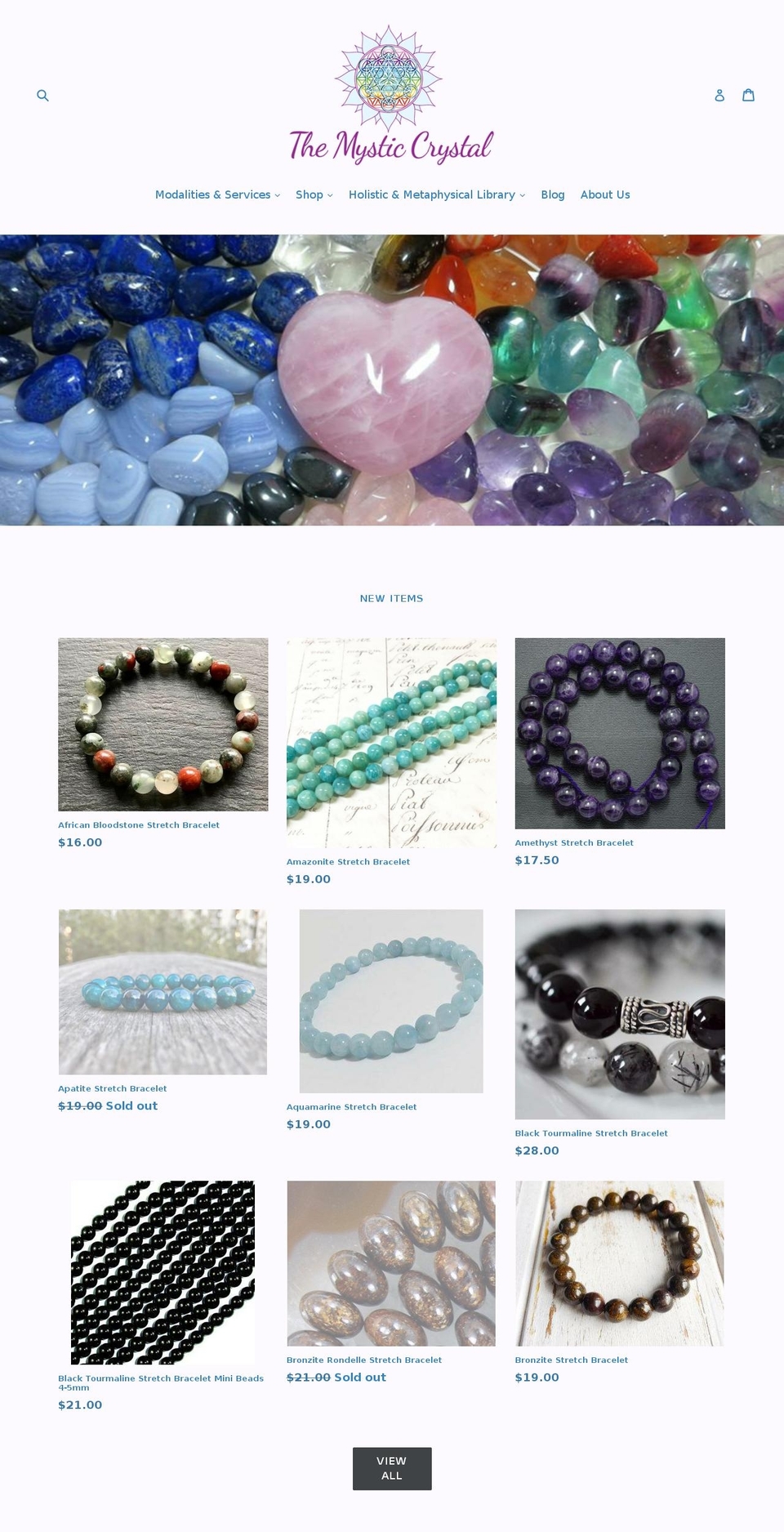 themysticrystal.com — Shopify storefront screenshot