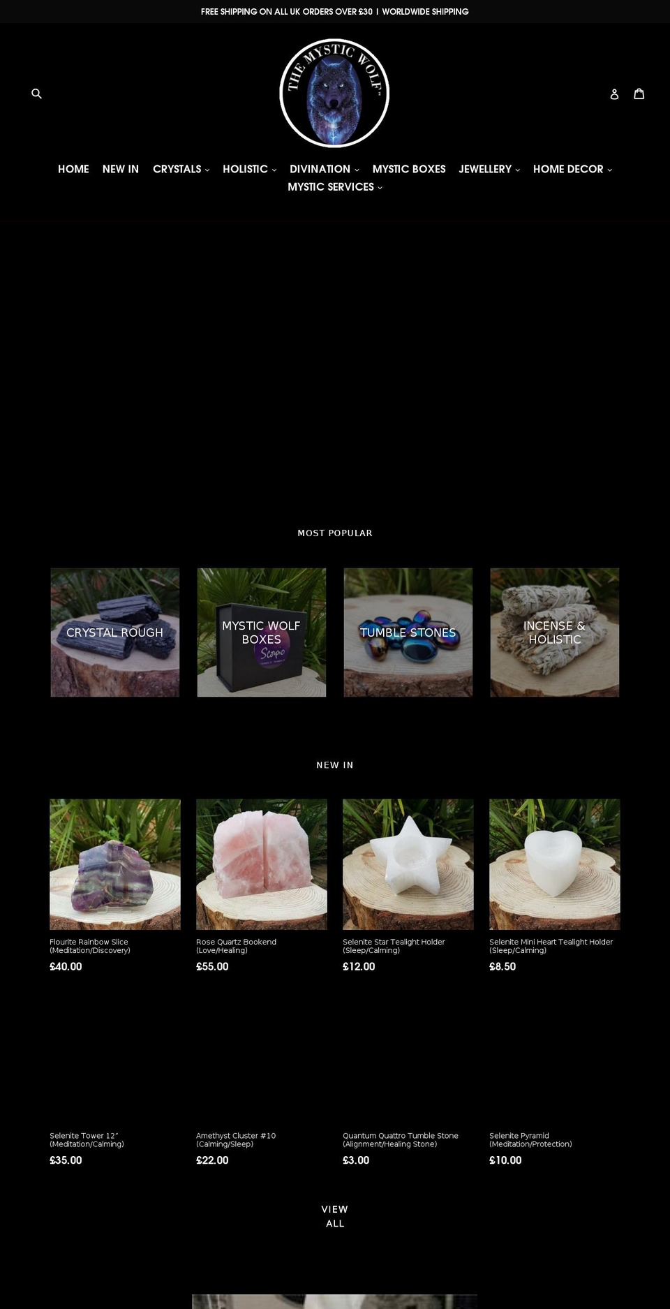 themysticwolf.com — Shopify storefront screenshot