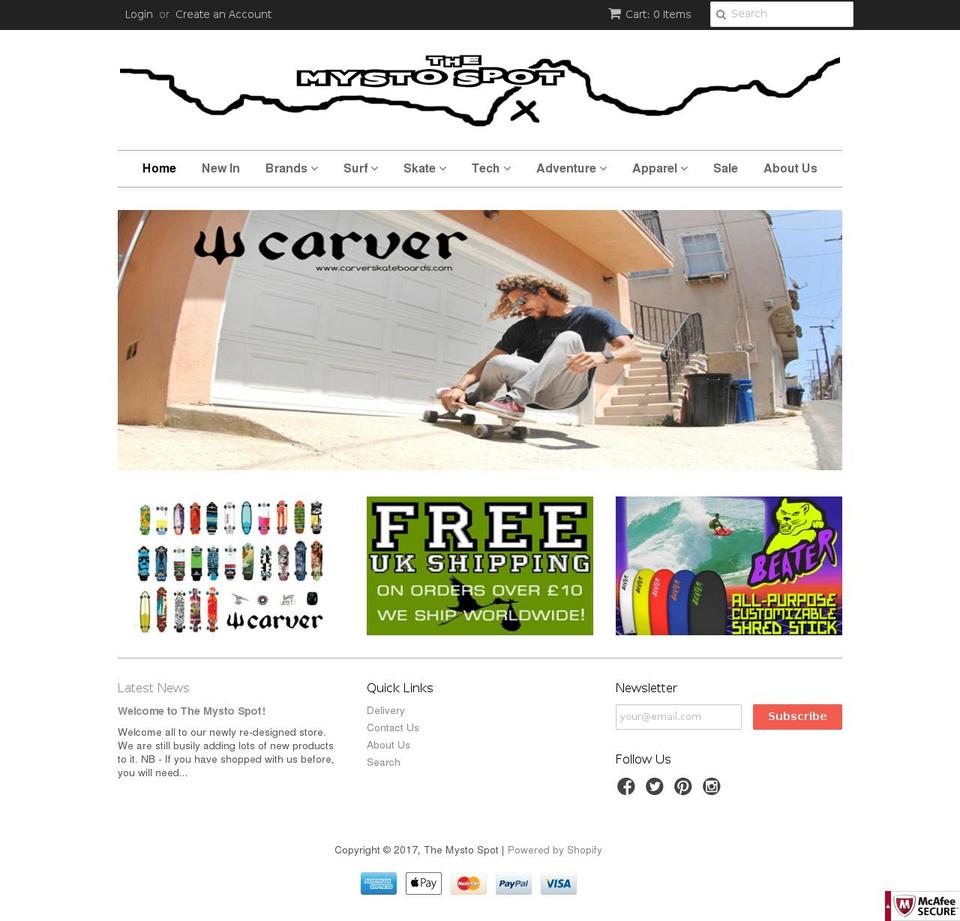 themystospot.com shopify website screenshot