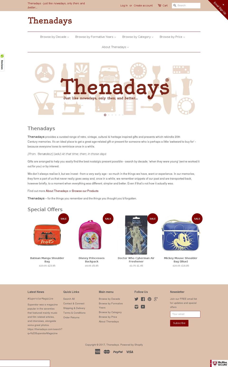 thenadays.com shopify website screenshot