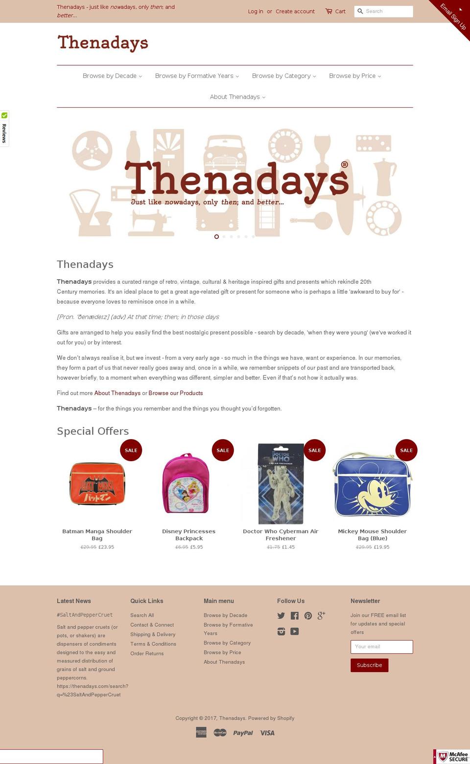 thenadays.info shopify website screenshot