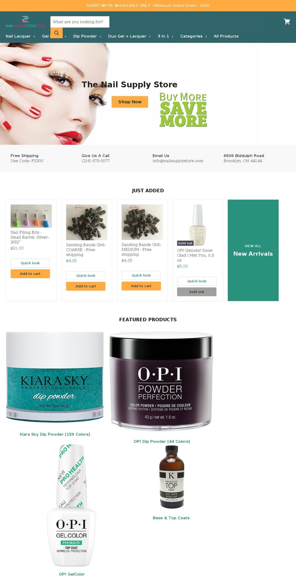 thenailsupplystore.com — Shopify storefront screenshot