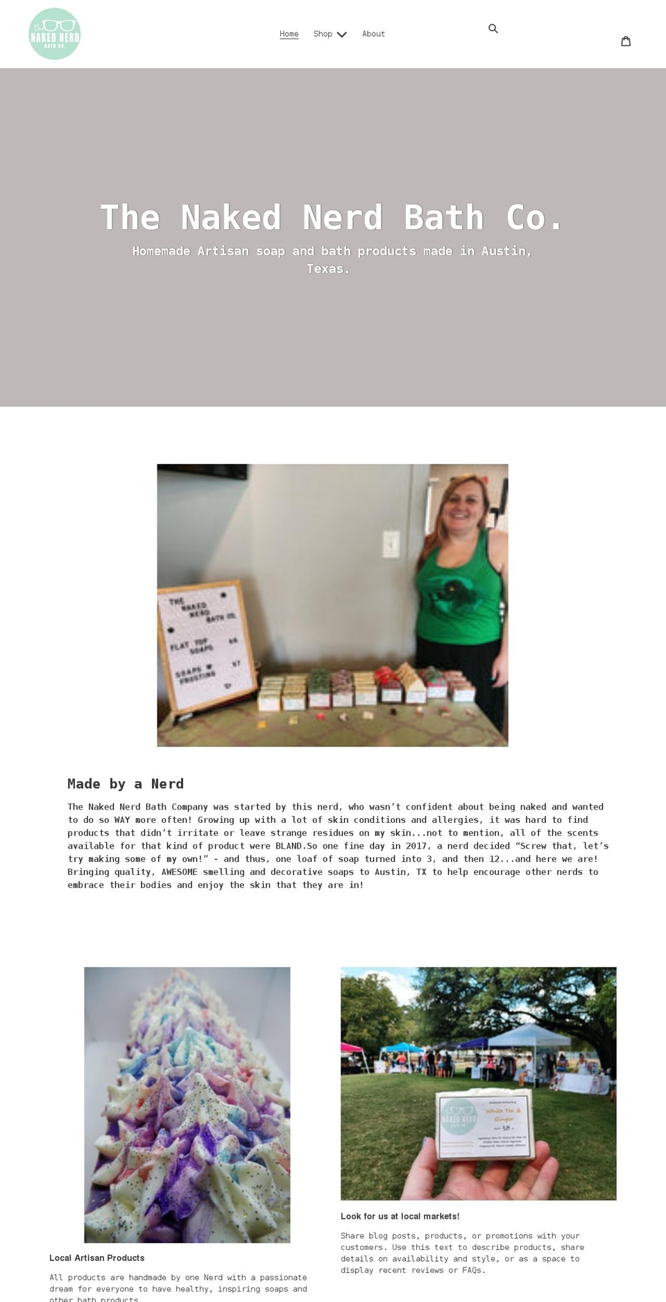 thenakednerdbathco.com shopify website screenshot