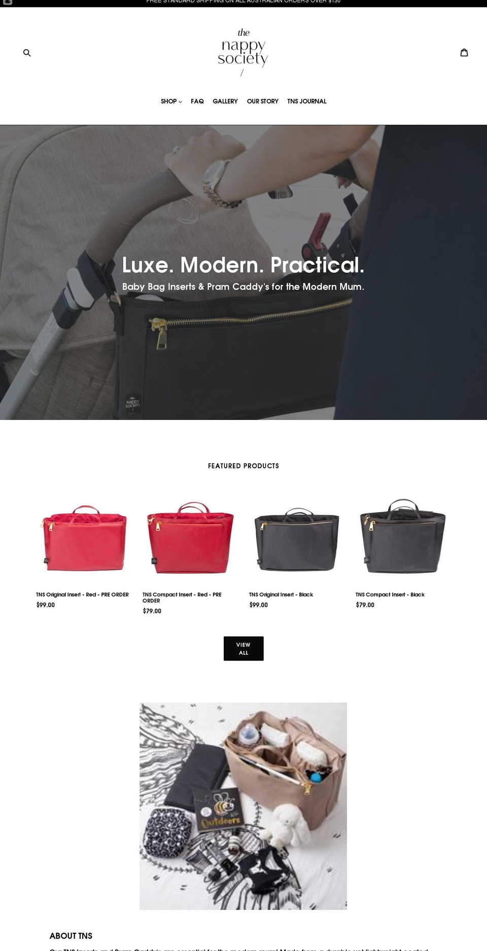 thenappysociety.com.au shopify website screenshot