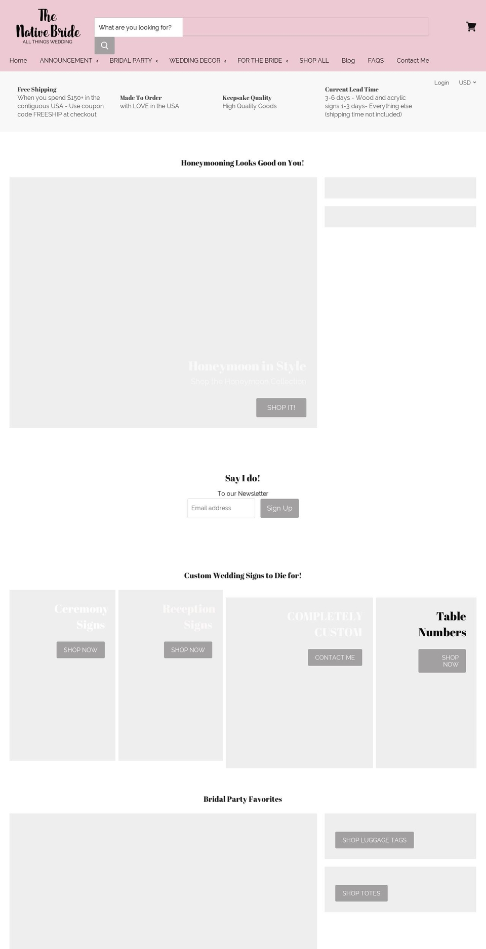 thenativebride.com shopify website screenshot