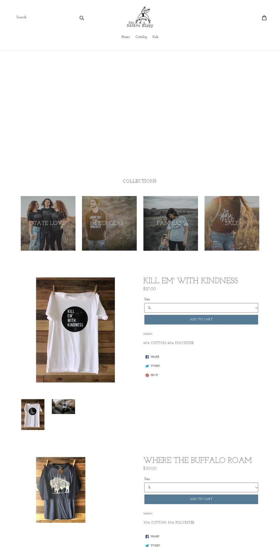 thenativehippy.com — Shopify storefront screenshot
