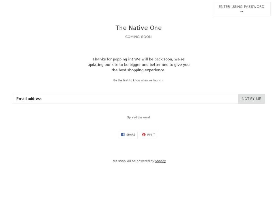 thenativeone.com shopify website screenshot
