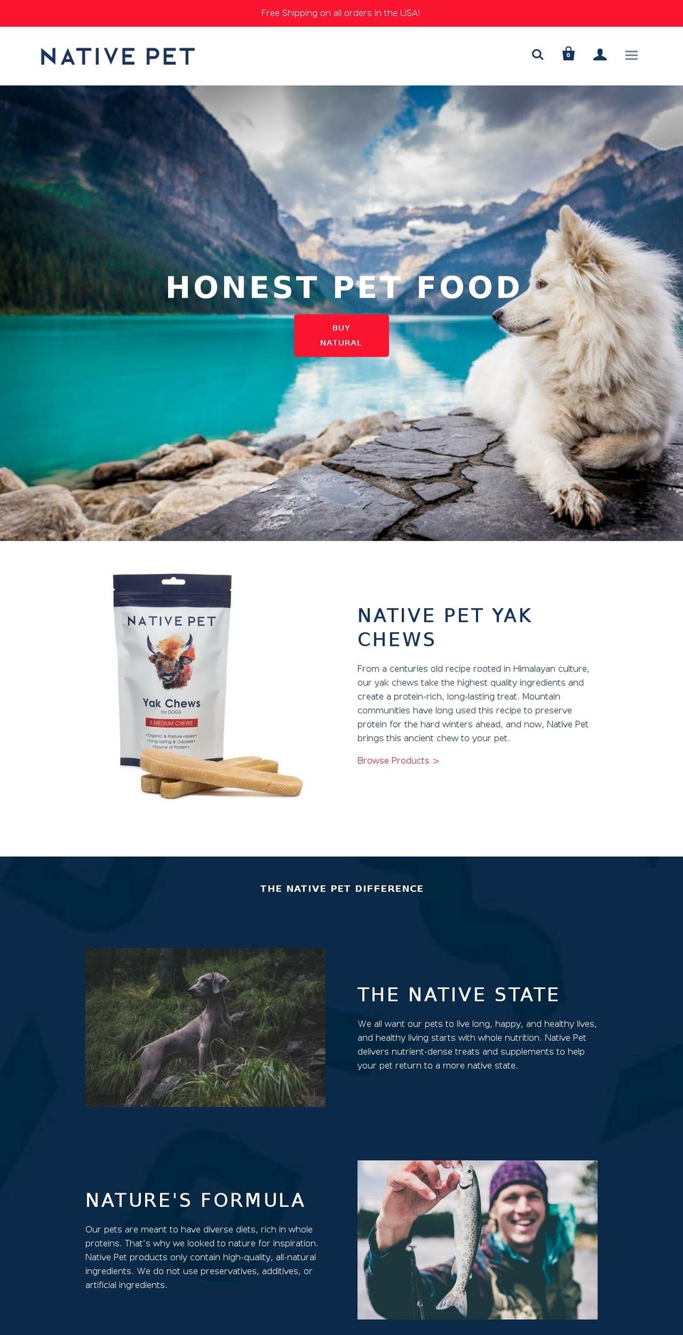 thenativepet.com — Shopify storefront screenshot