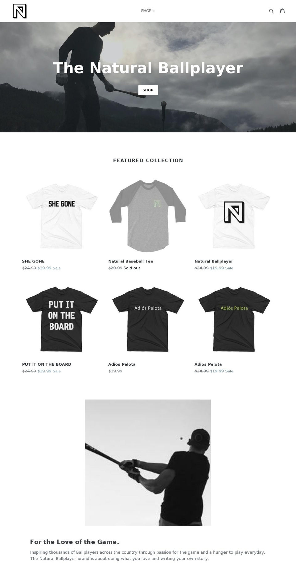 thenaturalballplayer.com — Shopify storefront screenshot