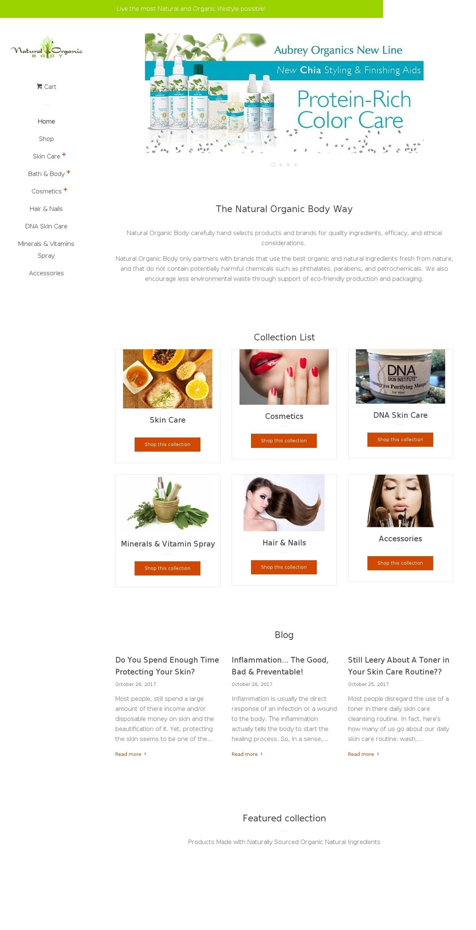 thenaturalbodyproducts.com — Shopify storefront screenshot