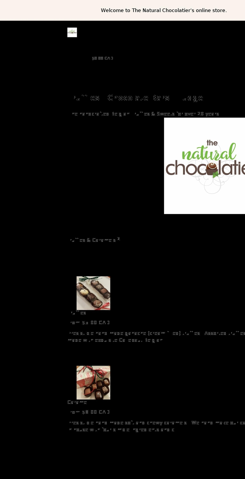 thenaturalchocolatier.com shopify website screenshot