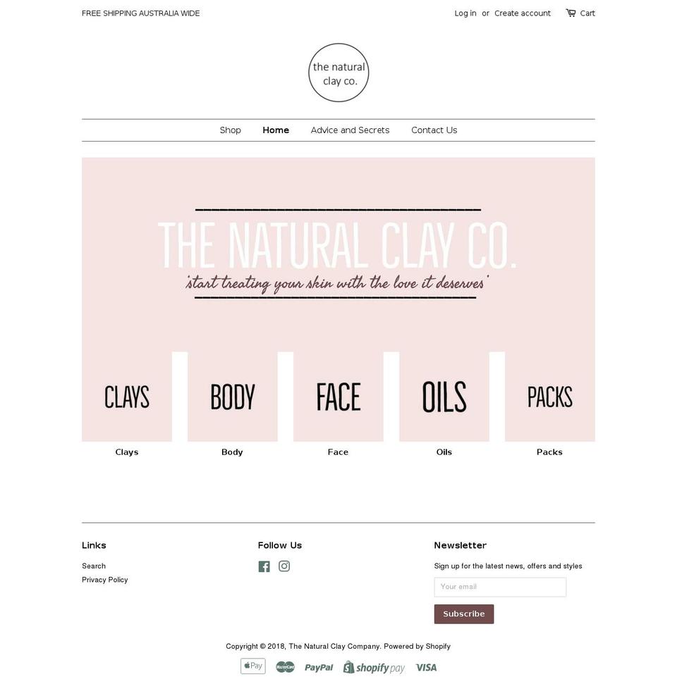 thenaturalclaycompany.com shopify website screenshot