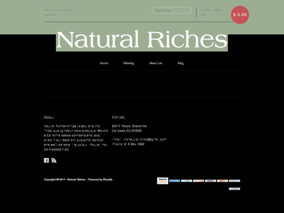 thenaturalriches.com shopify website screenshot