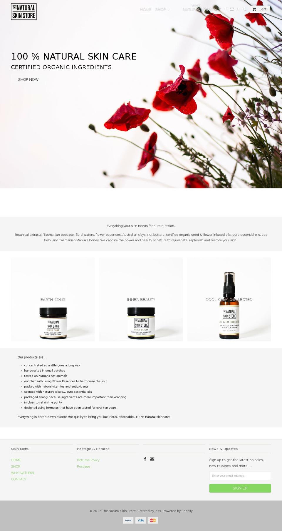 thenaturalskinstore.com shopify website screenshot