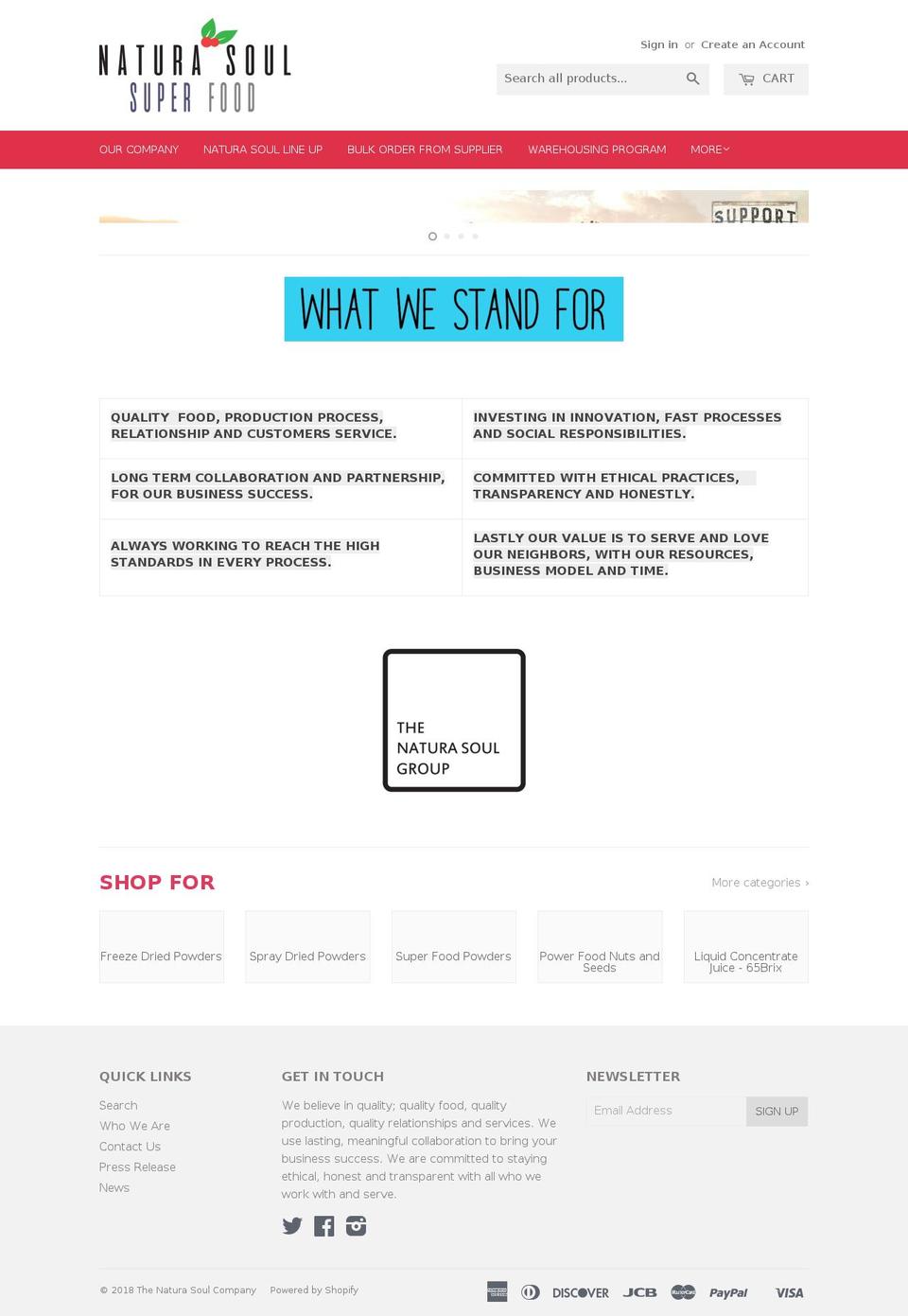 thenaturasoul.com — Shopify storefront screenshot