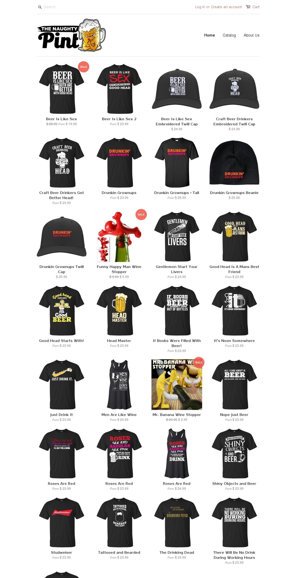 thenaughtypint.com shopify website screenshot