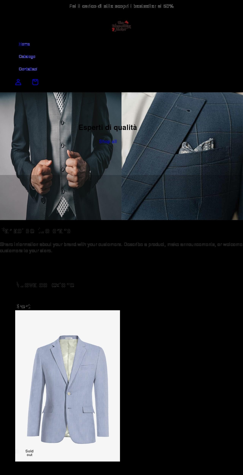 theneapolitanjacket.com shopify website screenshot