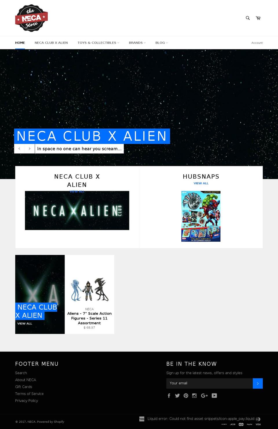 thenecastore.com shopify website screenshot