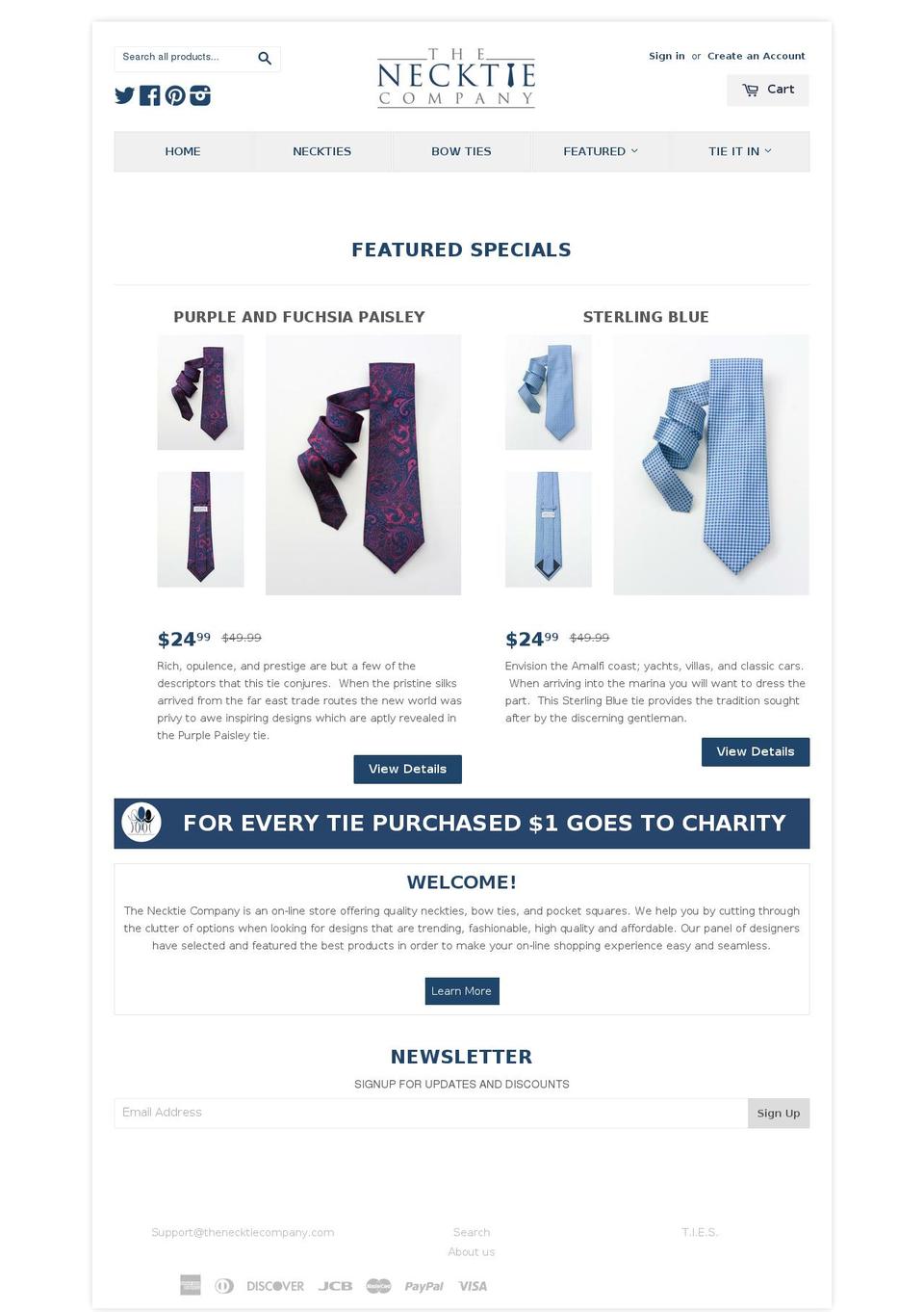 thenecktiecompany.com shopify website screenshot