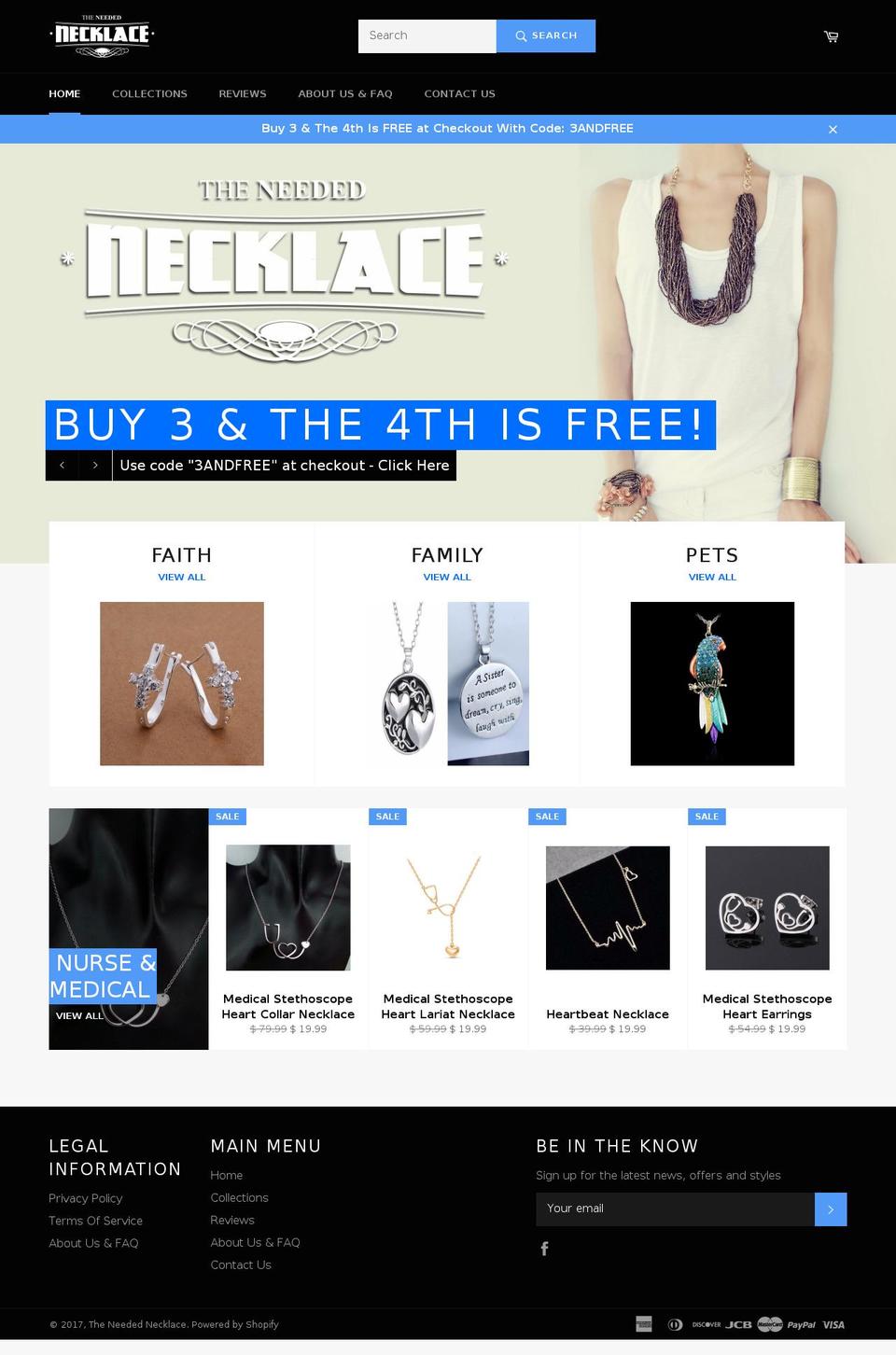 theneedednecklace.com shopify website screenshot