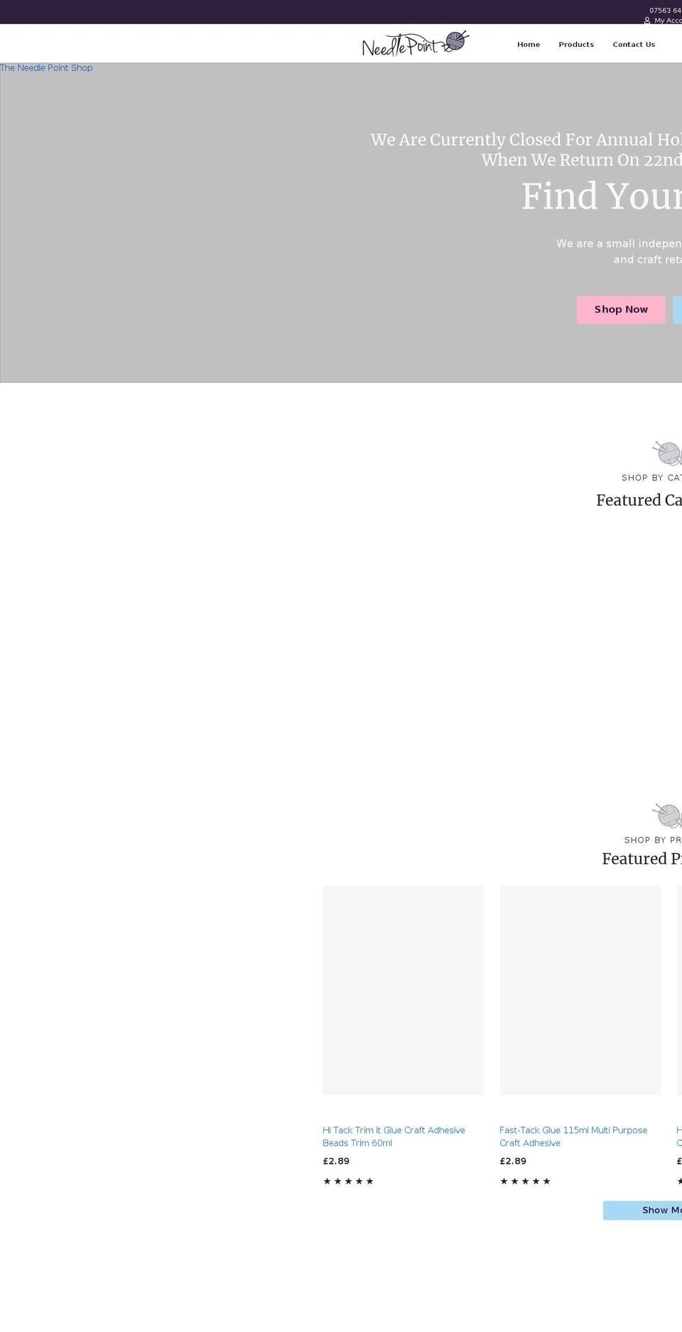 theneedlepointshop.co.uk shopify website screenshot