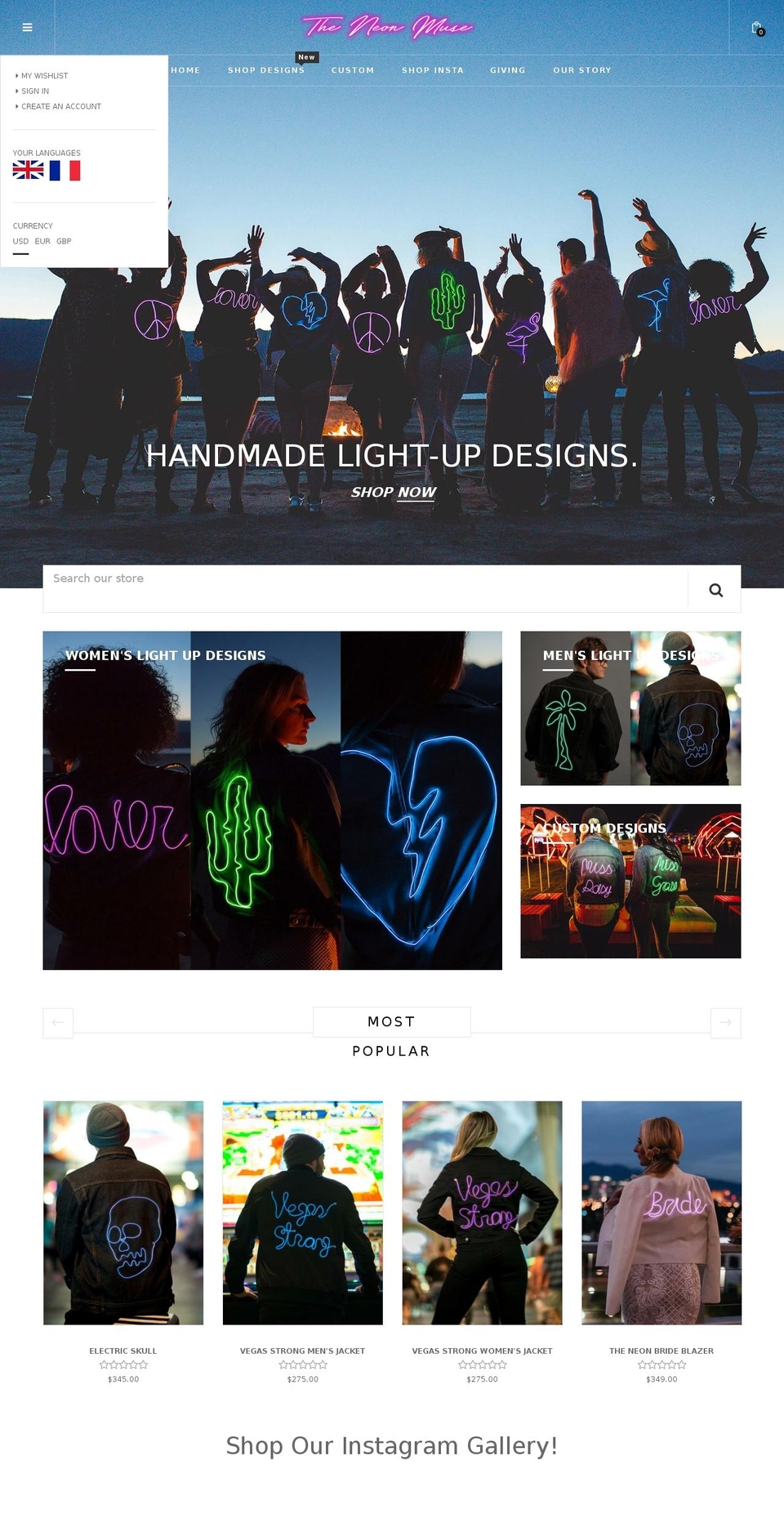 theneonmuse.com shopify website screenshot