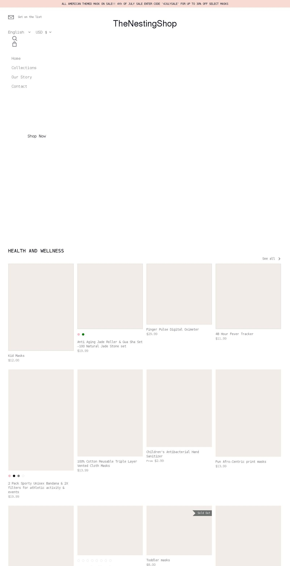 thenestingshop.com shopify website screenshot