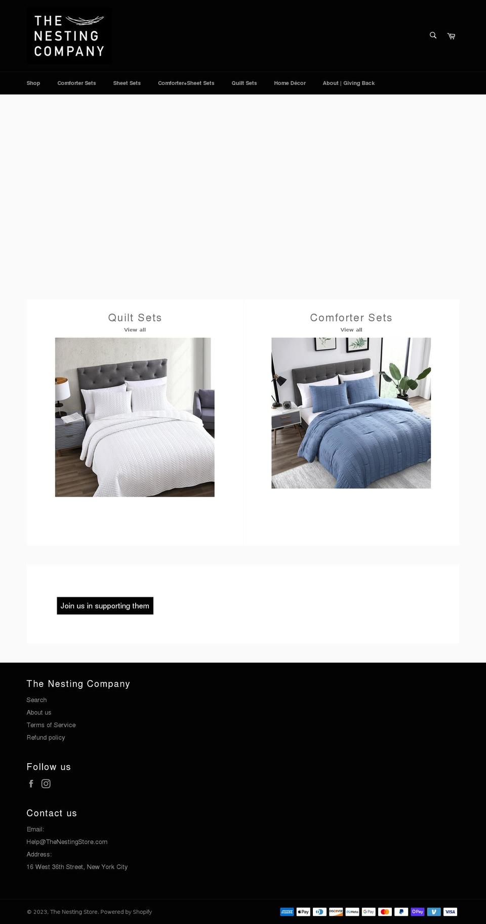 thenestingstore.com shopify website screenshot