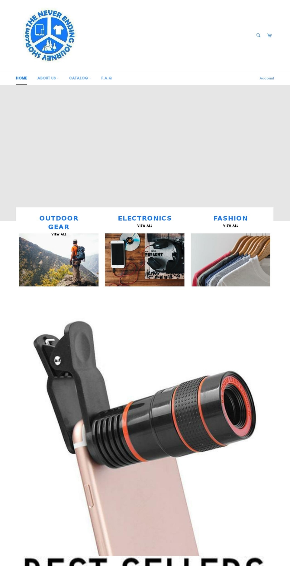 theneverendingjourneyshop.com — Shopify storefront screenshot