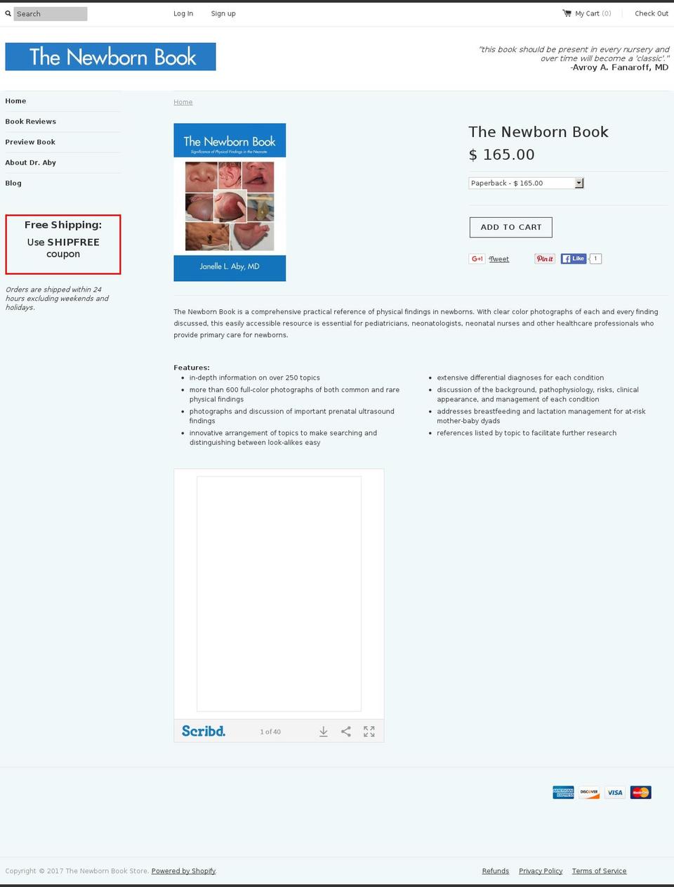 thenewbornbook.org shopify website screenshot