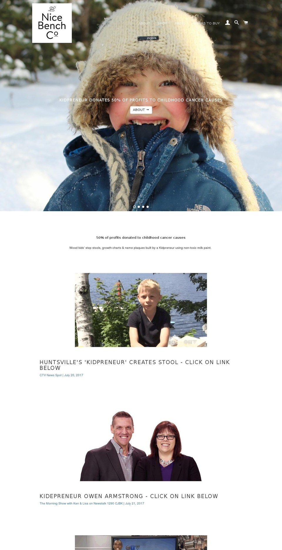 thenicebenchco.com shopify website screenshot