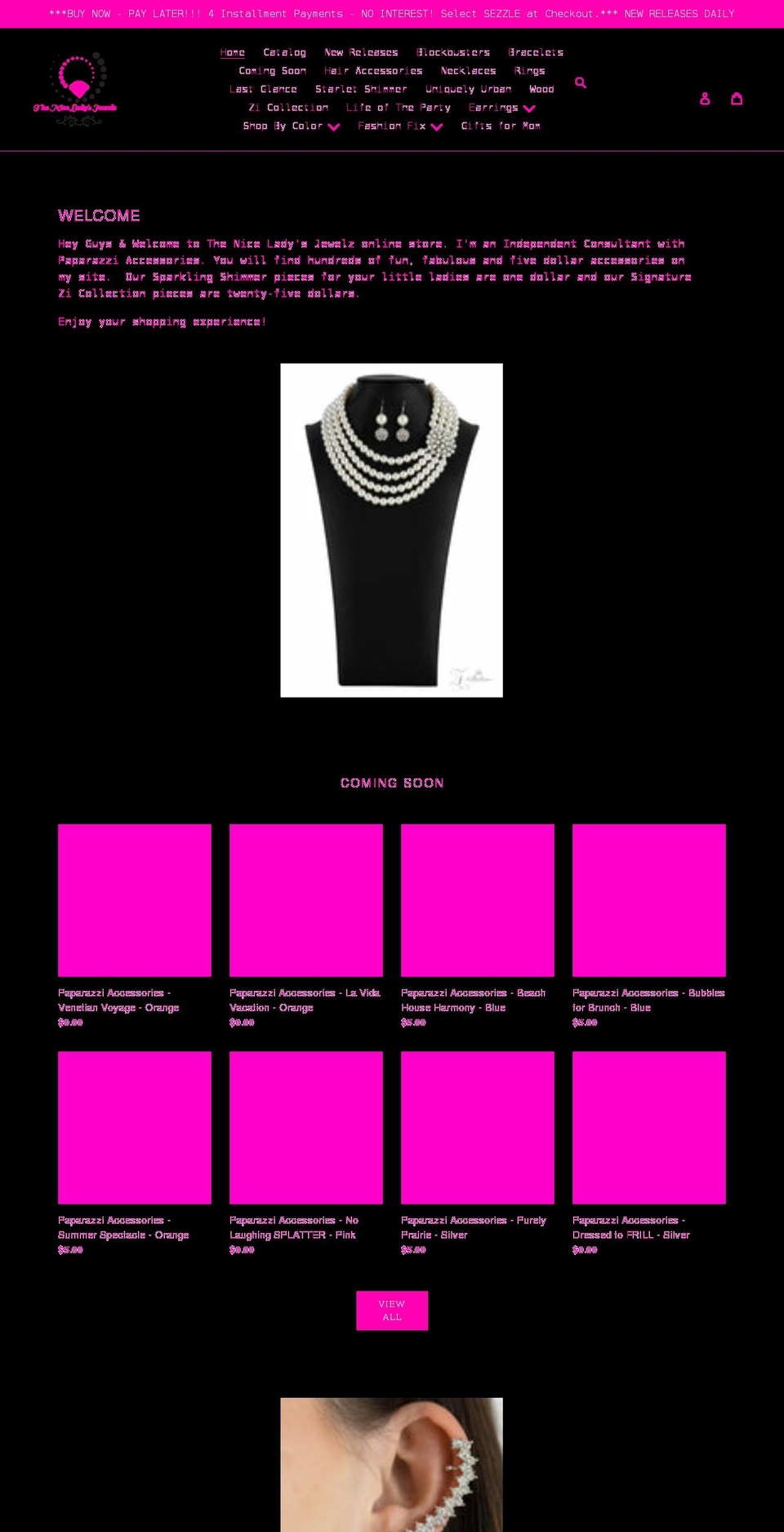 theniceladysjewelz.com shopify website screenshot