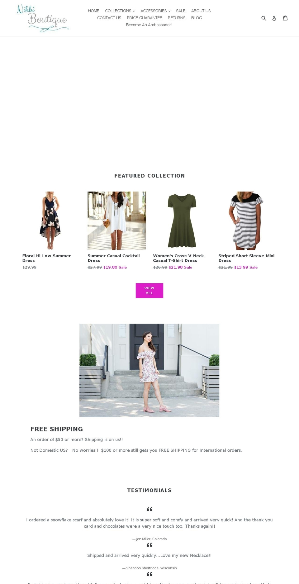 thenikkiboutique.com — Shopify storefront screenshot