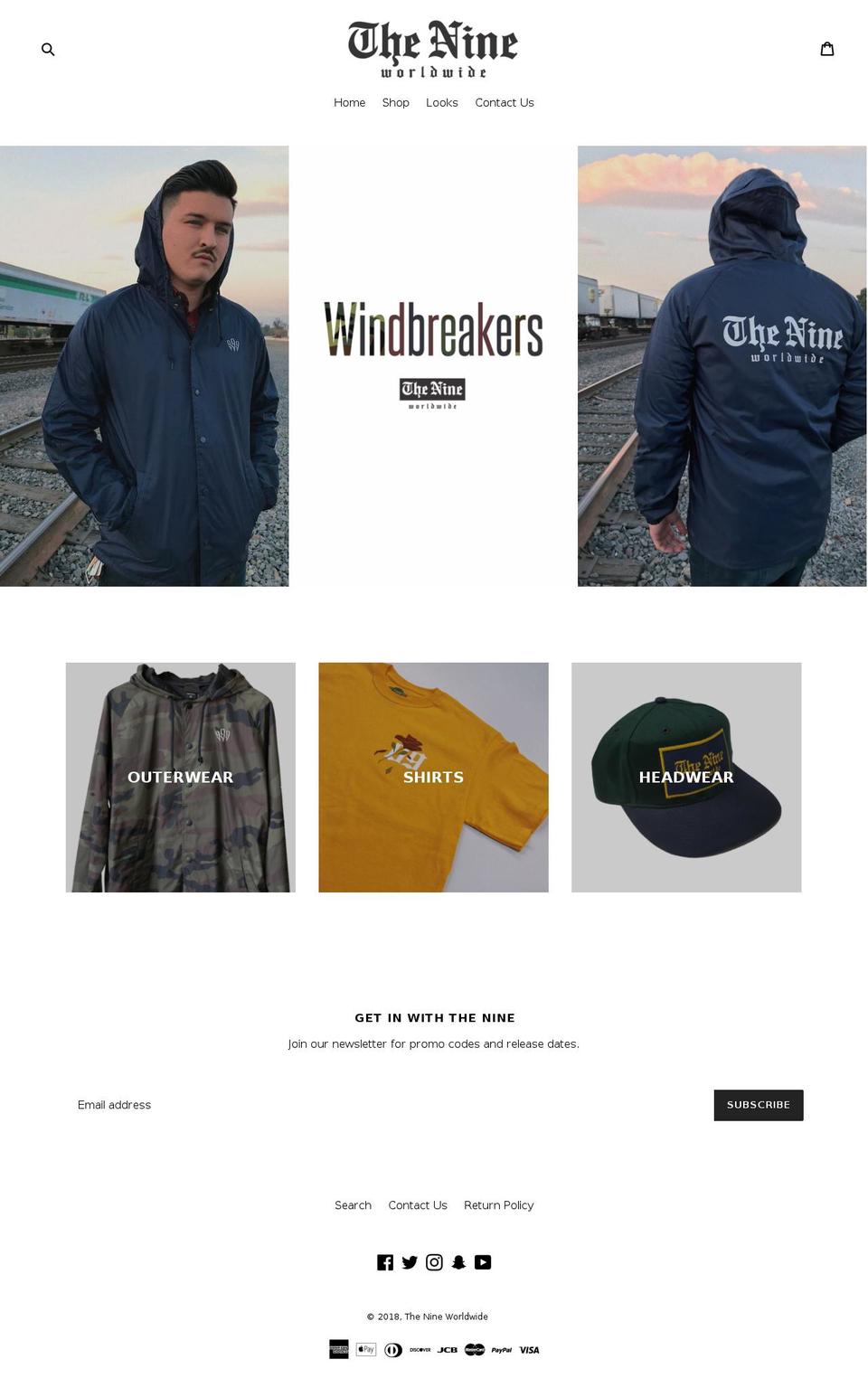 thenineapparel.com shopify website screenshot