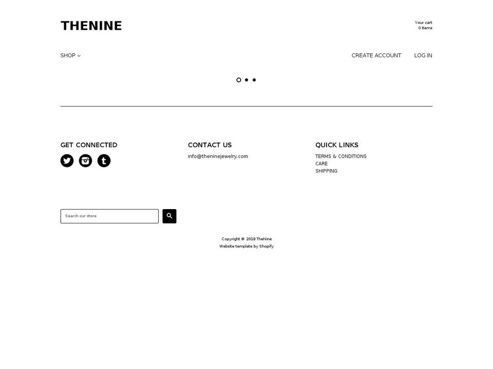 theninejewelry.com — Shopify storefront screenshot