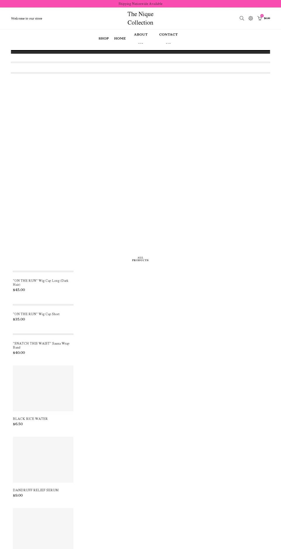 theniquecollection.com shopify website screenshot